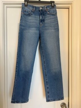 LOFT Straight-Leg High-Rise Jeans in Medium Blue 26/2